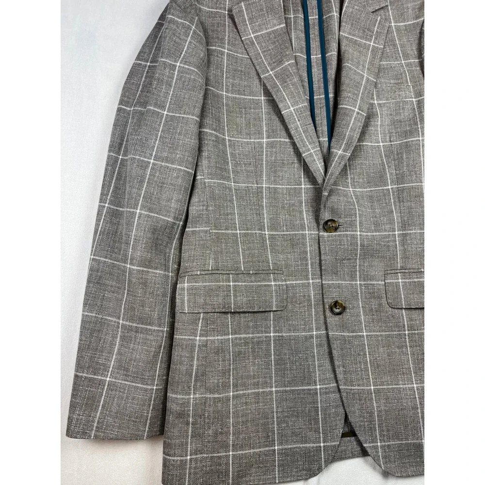 Bonobos Slim Fit Grey Linen Cotton Sport Coat Blazer 36L Tessuti di Sondrio
